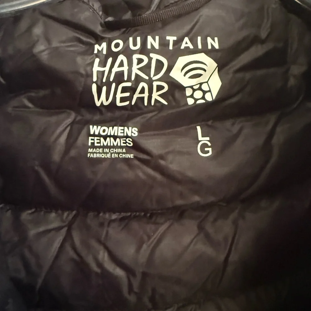 Mountain Hardwear Ghost Whisperer Shiny Black Puffer Jacket with hoody - Picture 2 of 10